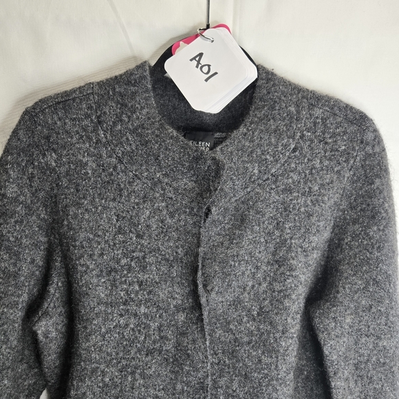 Eileen Fisher Womens Sz. PS Gray Wool Blend Sweater Front Button Up - Picture 10 of 10